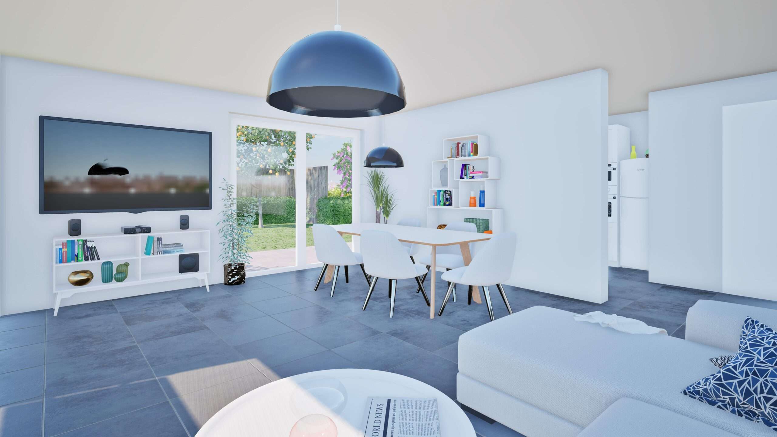 Rendergrafik Innenansicht Wohnzimmer Halberstadt