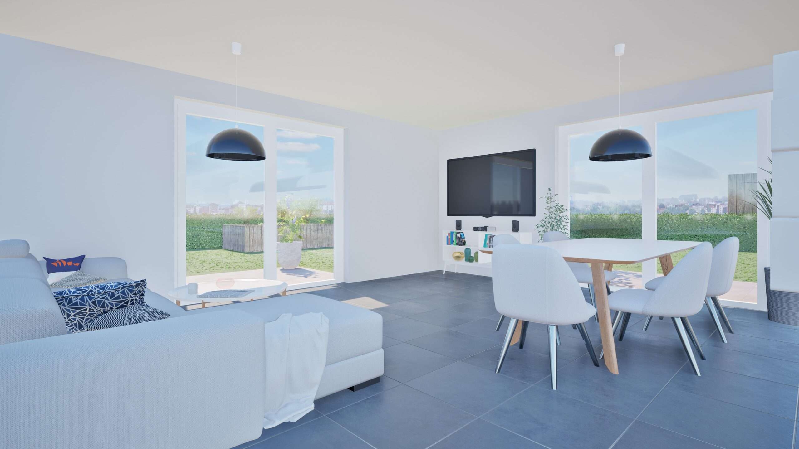 Rendergrafik Innenansicht Wohnzimmer Halberstadt